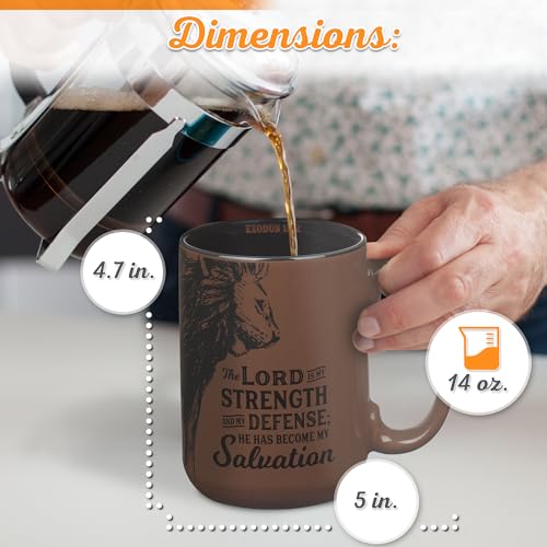 Christian Art Gifts lion design mug side view for bold imagery