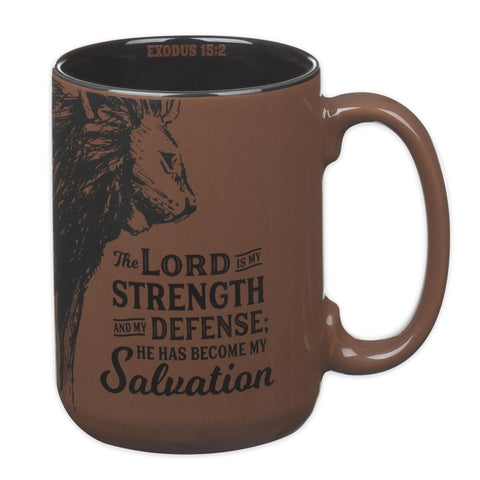 Christian Art Gifts Lord Is My Strength mug front with inspirational verse
