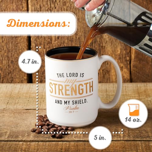 Christian Art Gifts Lord Strength mug back with inspirational verse for encouragement