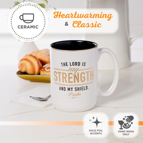 Christian Art Gifts Lord Strength mug gold rim detail adds elegant shine