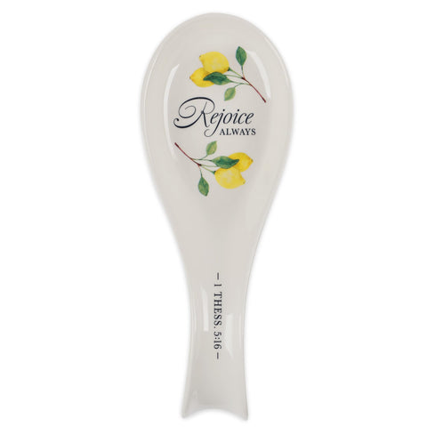 Christian Art Gifts spoon rest with lemon ceramic design keeps countertops clean