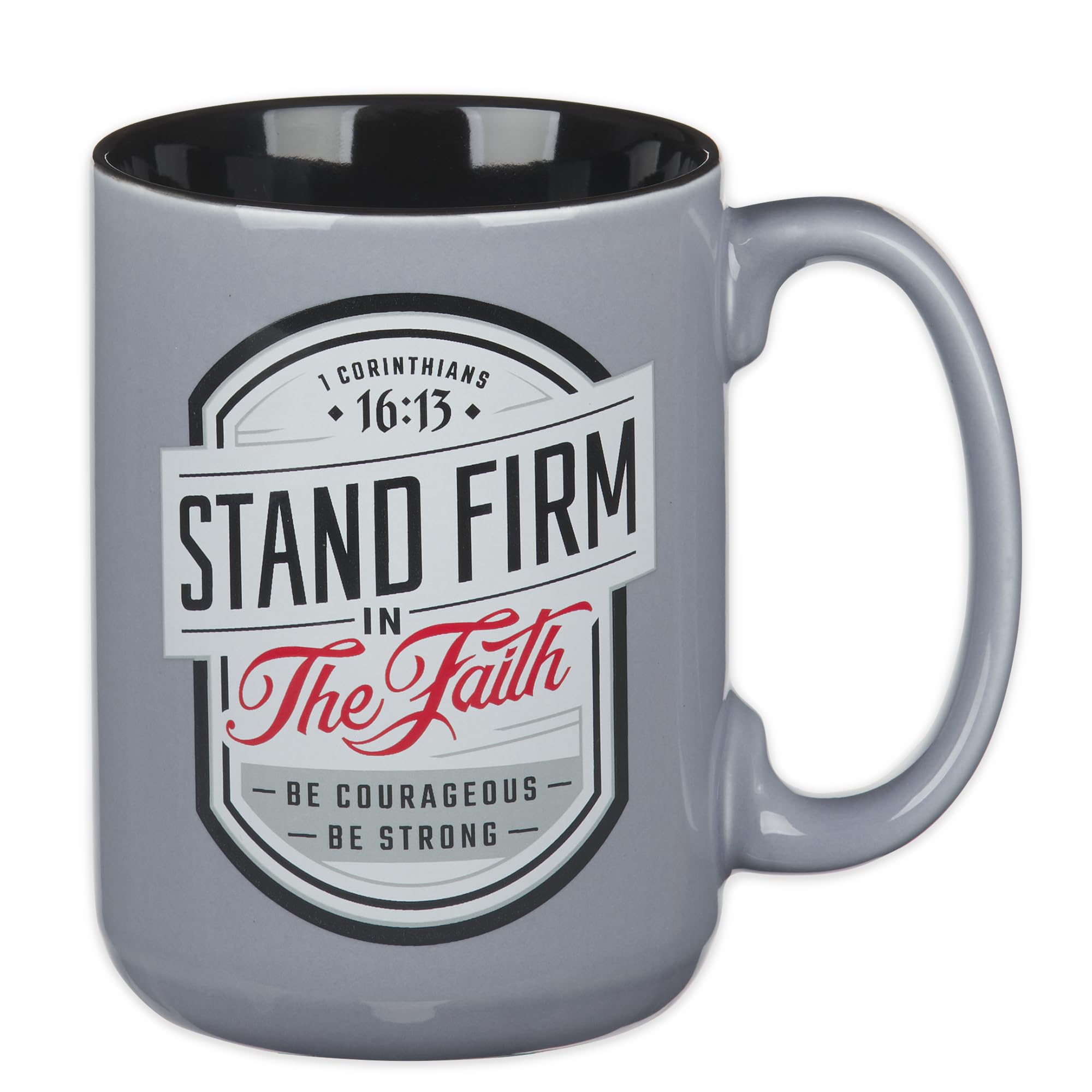Christian Art Gifts Stand Firm mug front view with scripture for daily encouragement