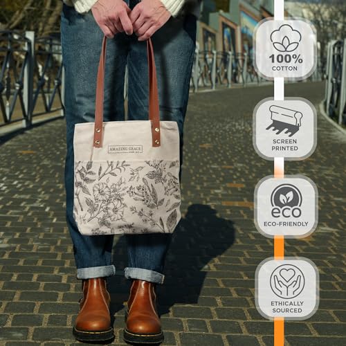 Christian Art Gifts tote with vegan leather handles for sturdy everyday shopping