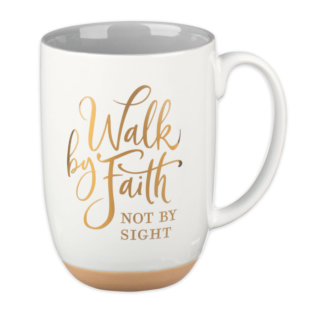 Christian Art Gifts mug front view with gold-foil text offering daily inspiration