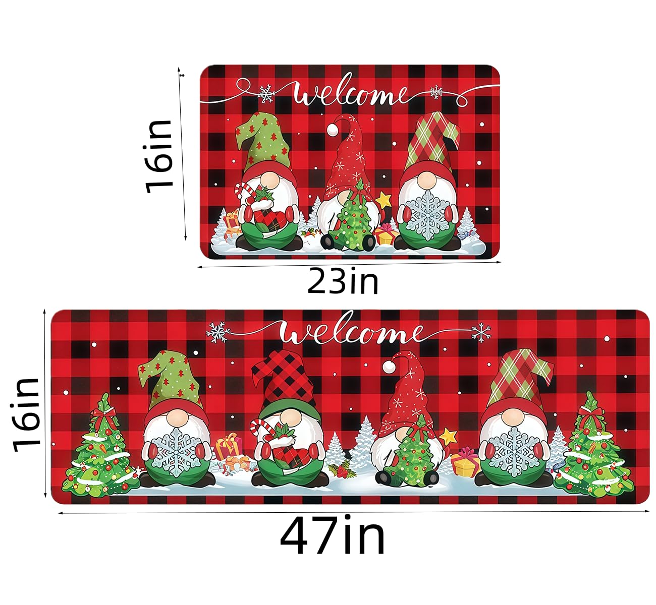 Holly berries floor mat brings holiday warmth to kitchen or hallway.