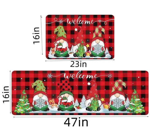 Holly berries floor mat brings holiday warmth to kitchen or hallway.