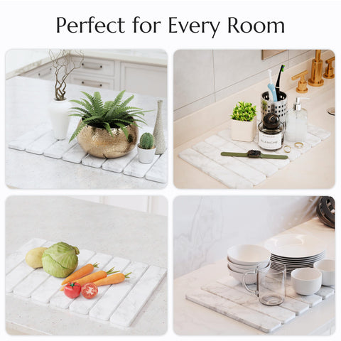 Chrome Club stone drying mat shows natural diatomaceous earth texture and durability.