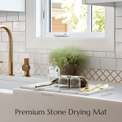 Chrome Club stone drying mat doubles as a tray for plants or produce.