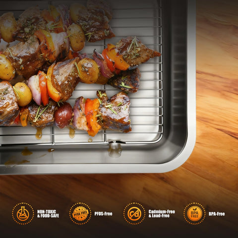 Chrysovereign pan low-profile handles ease cabinet storage.