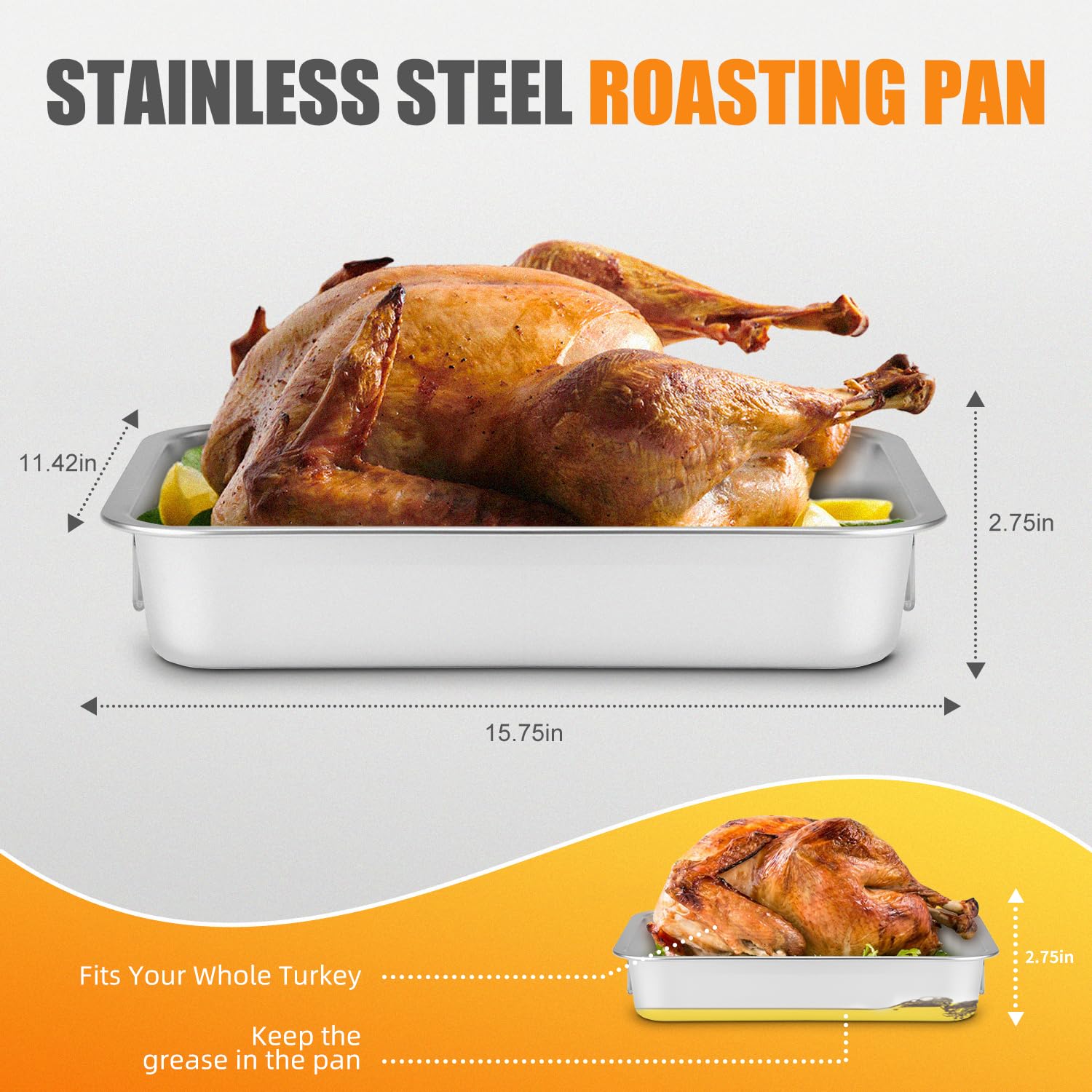 Chrysovereign turkey pan rack detail shows 2 cm lift for even browning.