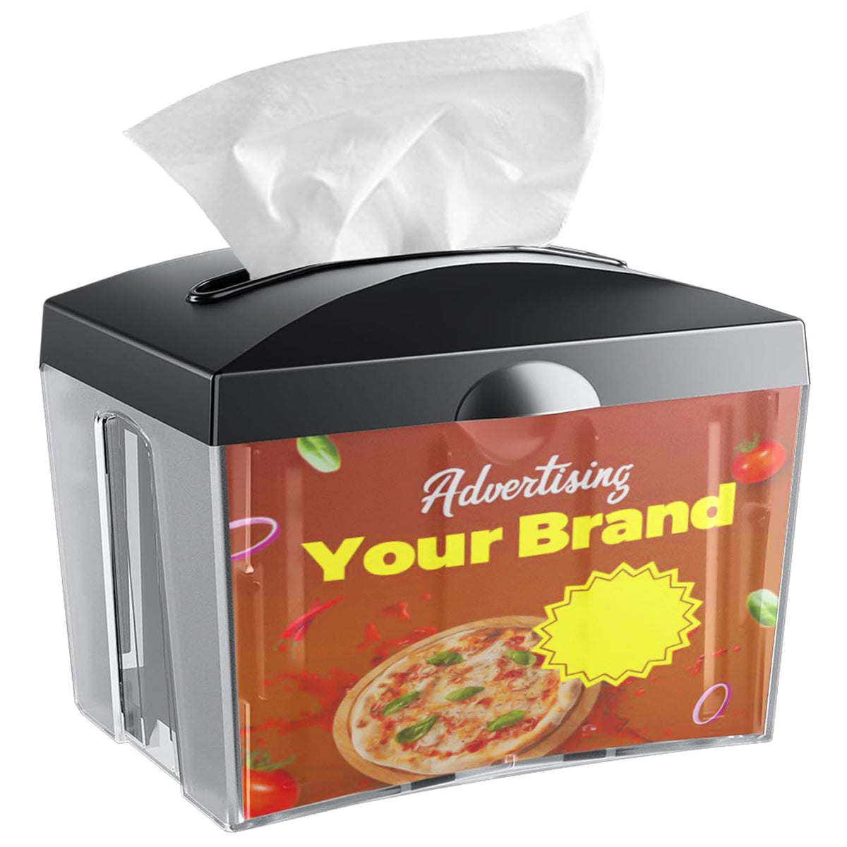 CHUANGDIAN napkin dispenser front view shows compact black design for busy tables