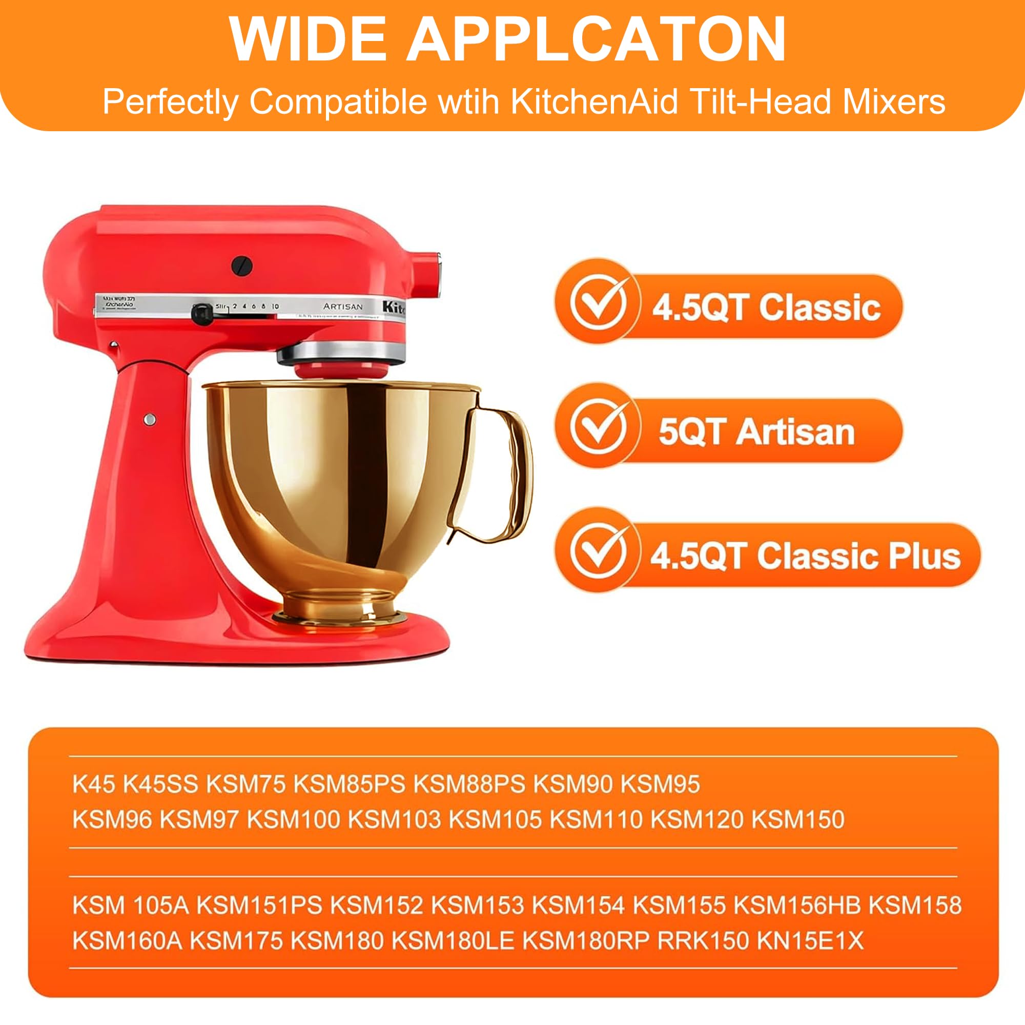 CHUDODO compatibility with KitchenAid tilt-head models like K45SS and KSM75 for upgrades.