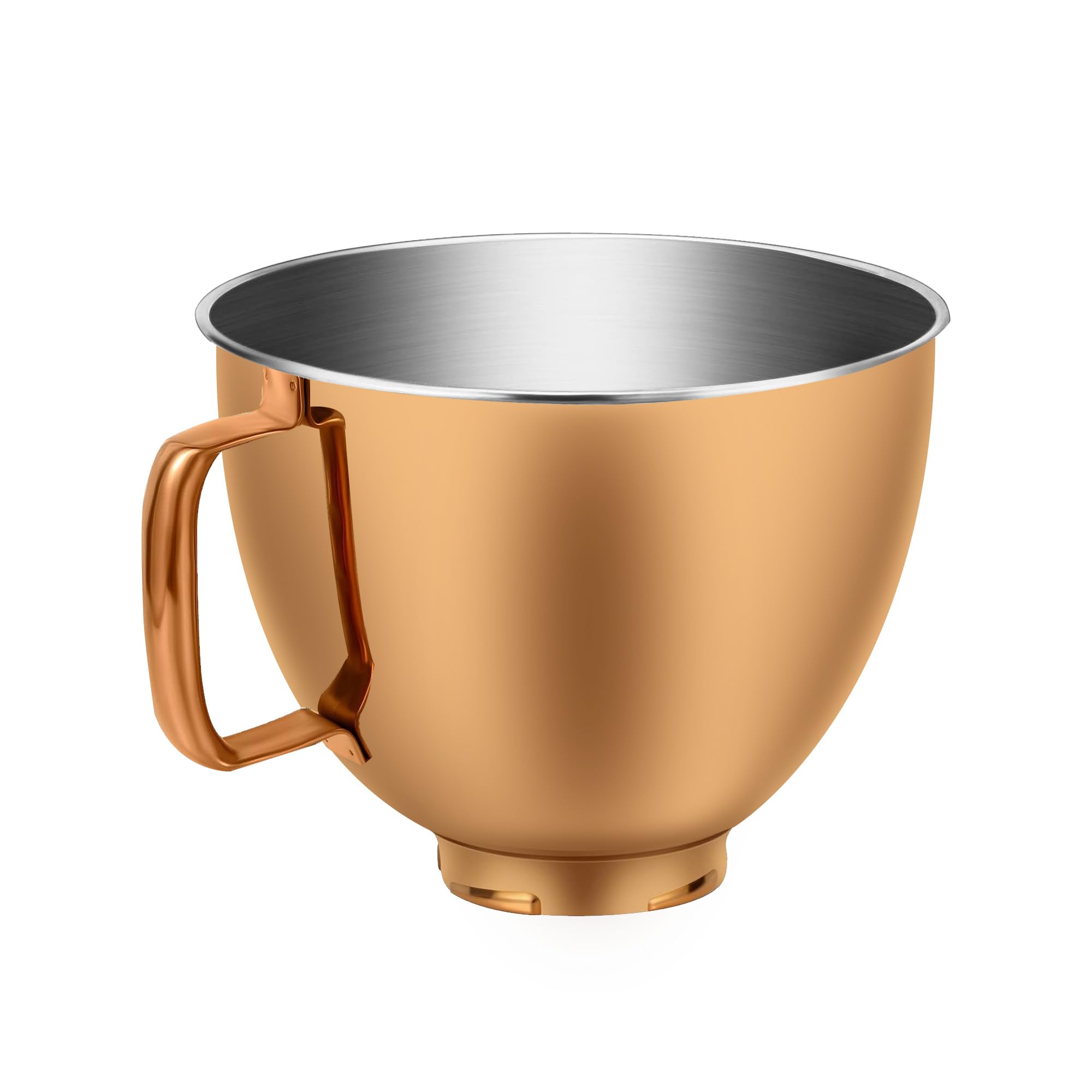 CHUDODO copper color stainless steel mixer bowl shows a 5qt capacity for large batches.