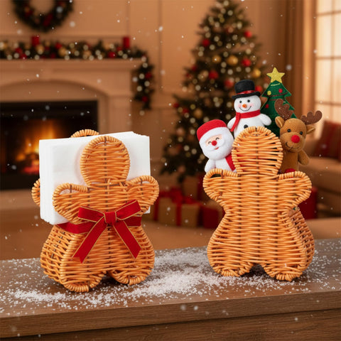 Chunful gingerbread napkin holder set adds festive dining charm to your table.