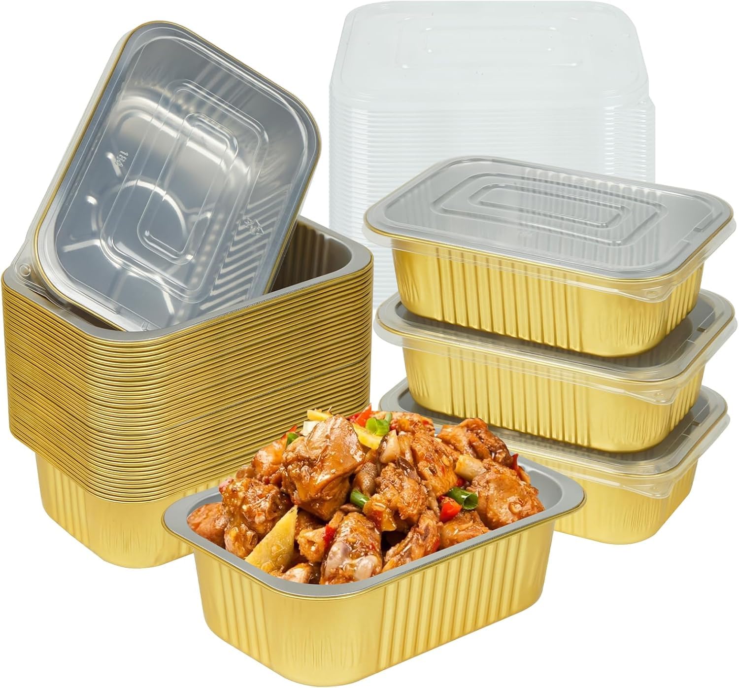 CHUPEI heavy-duty aluminum pans with lids for sturdy meal prep and takeout.