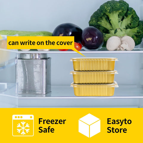 CHUPEI reusable-style foil pans with lids for freezer storage and meal sharing.