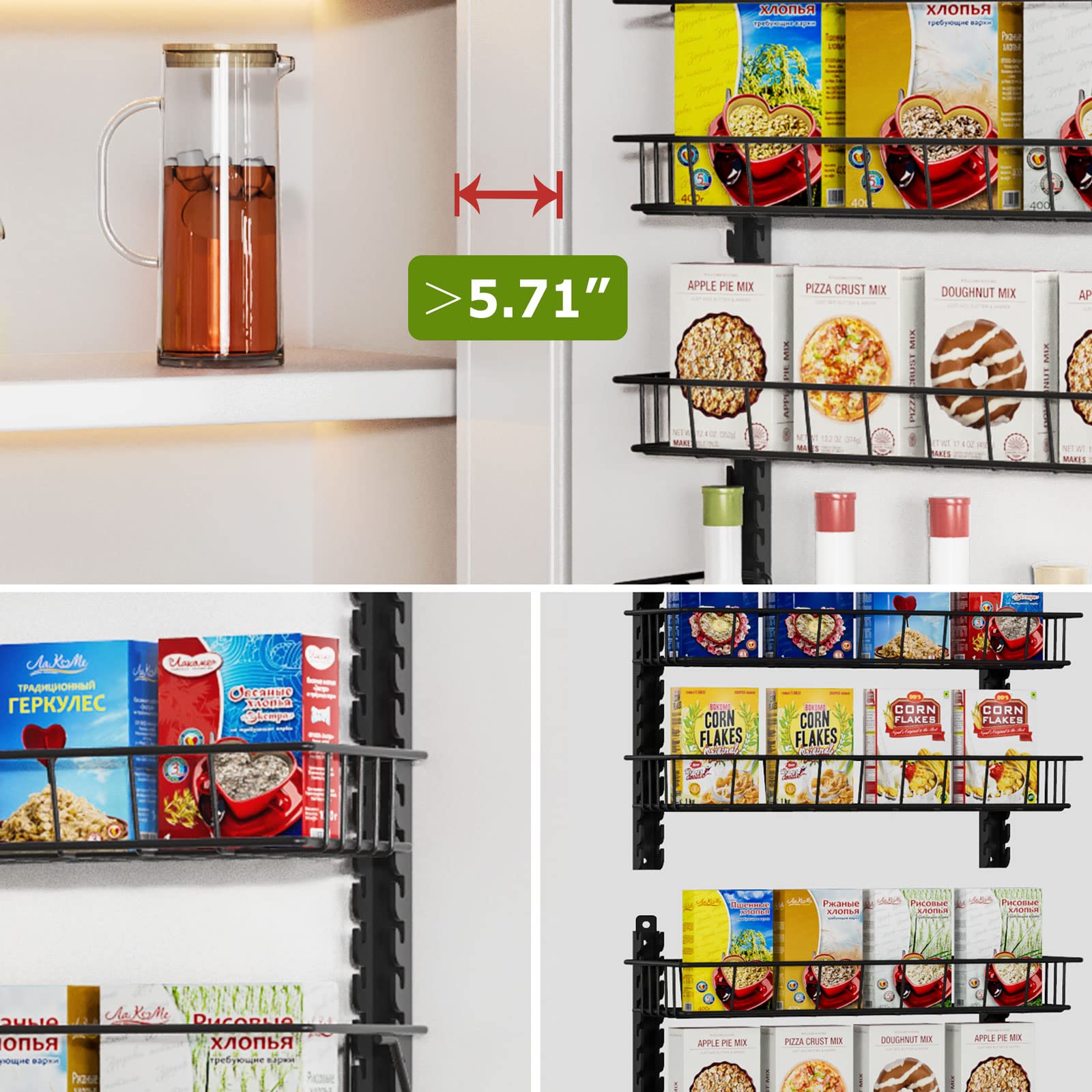 Churboro black spice rack mounted on a door for easy access.
