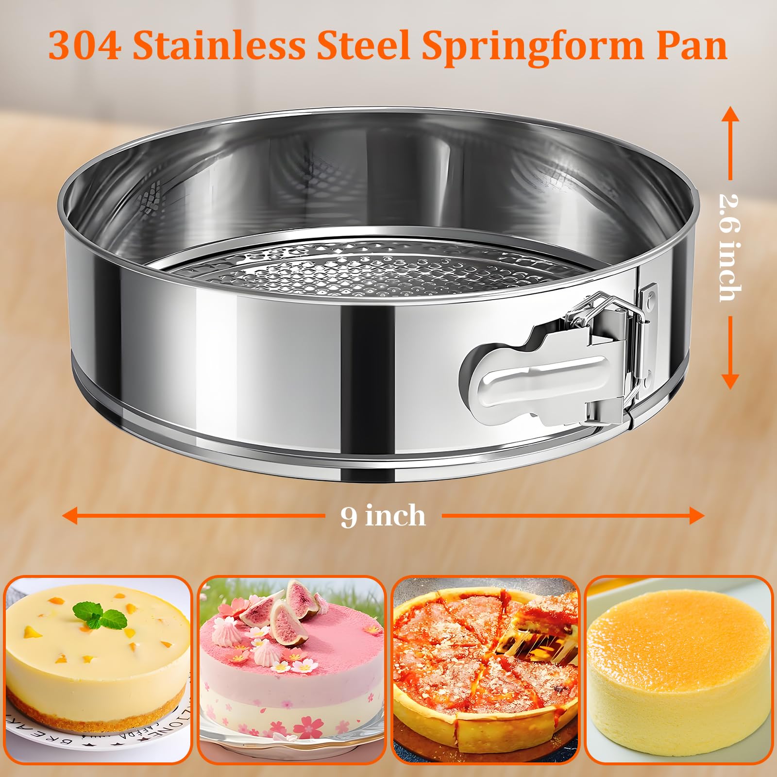 CHUZHOMU springform pan removable bottom enables easy cake release.