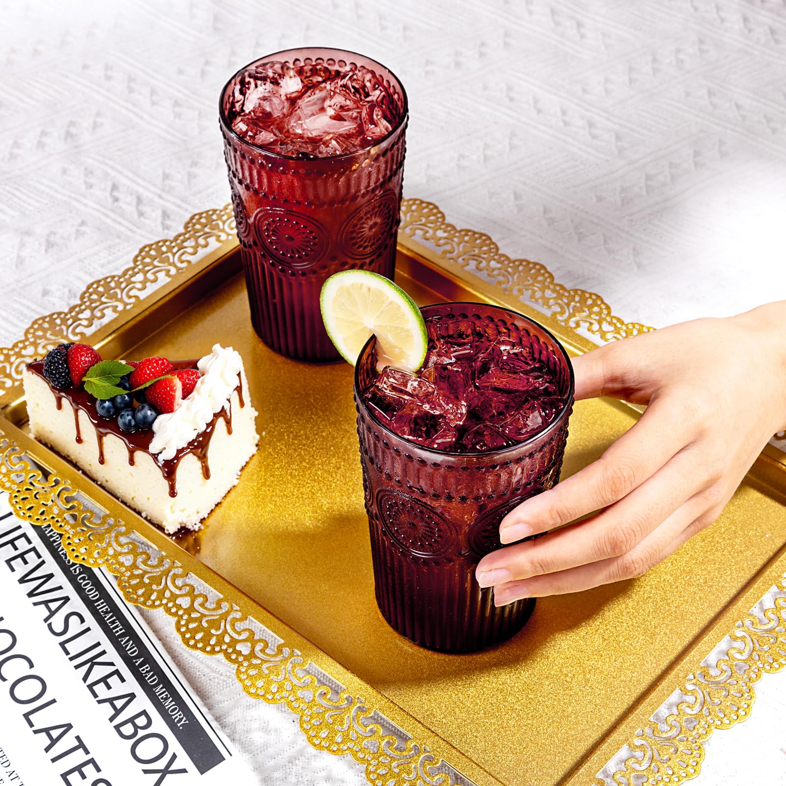 Ciaell burgundy cocktail glass for stylish entertaining
