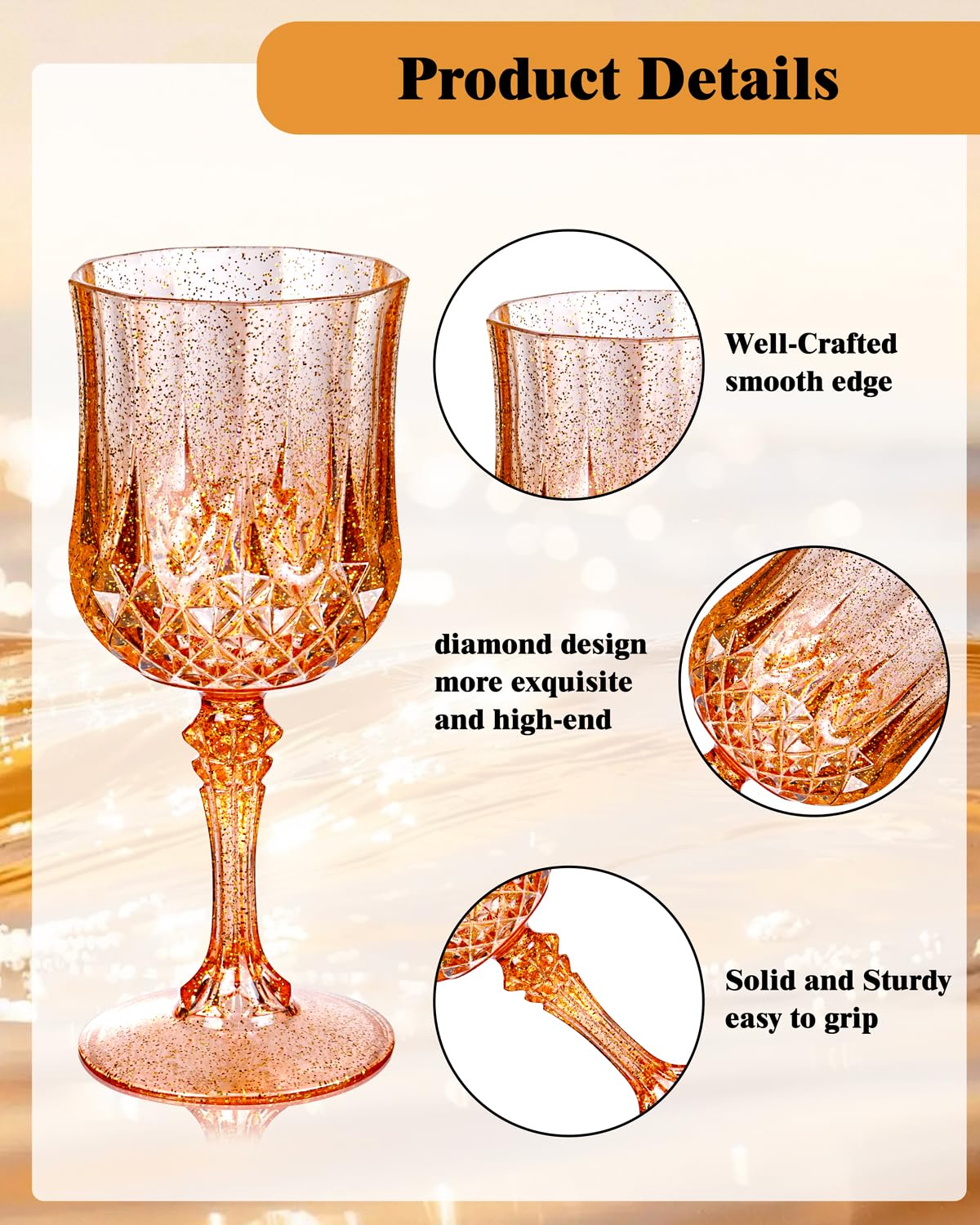 Ciaell disposable amber wine glasses set for large gatherings