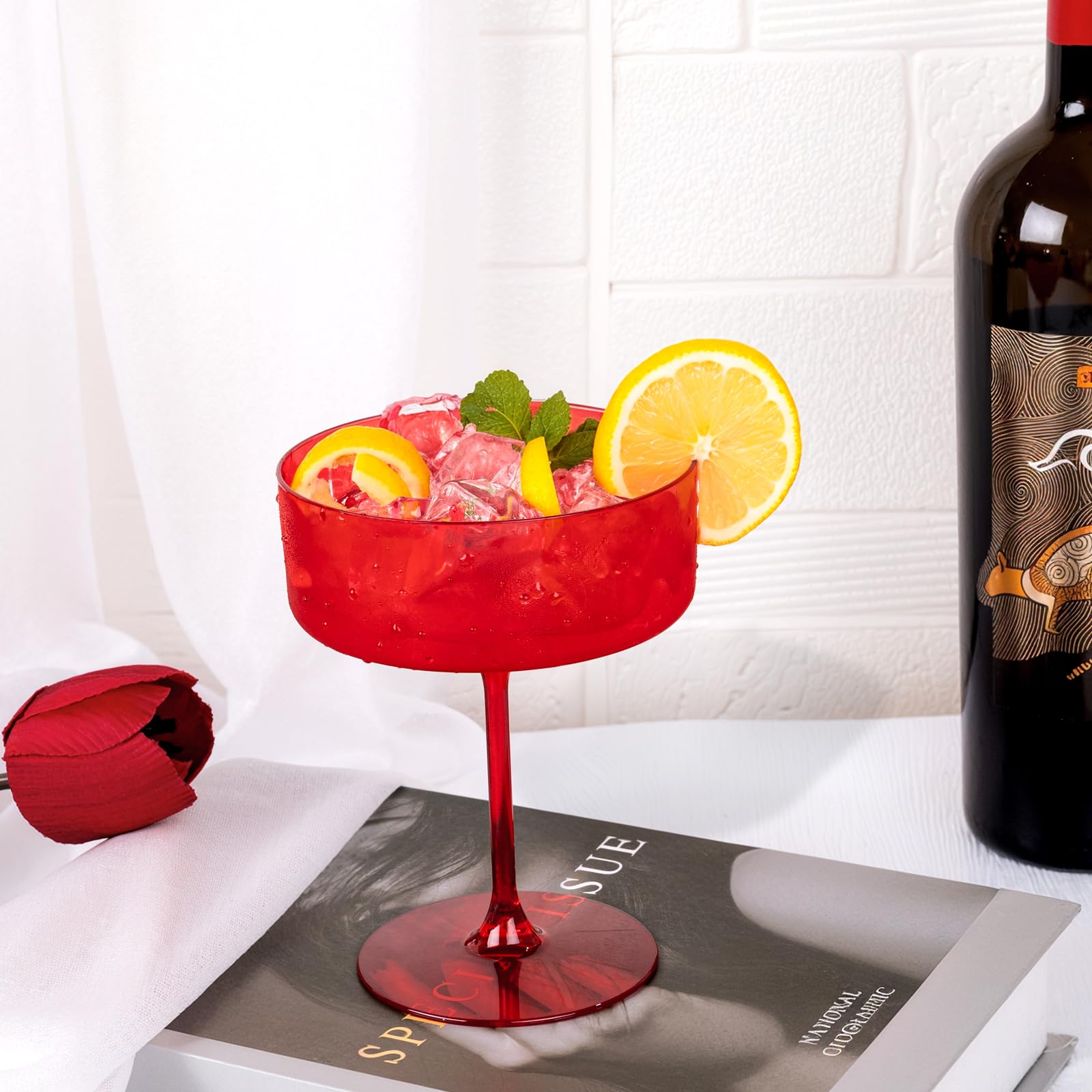 Ciaell elegant plastic coupe glasses add color to formal or casual settings