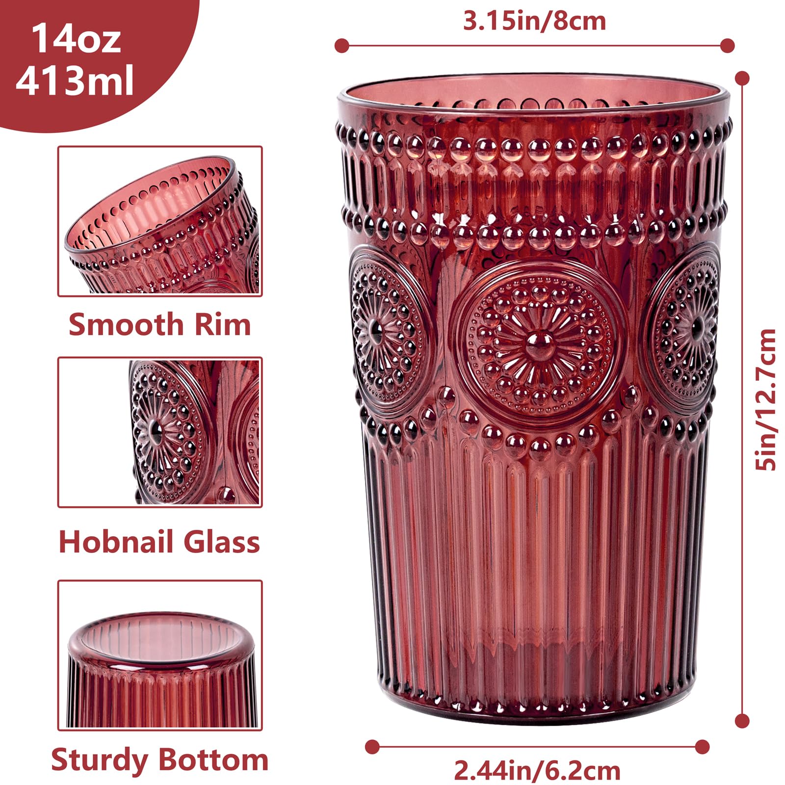 Ciaell embossed ribbed plastic glass, durable for daily use