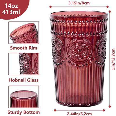 Ciaell embossed ribbed plastic glass, durable for daily use