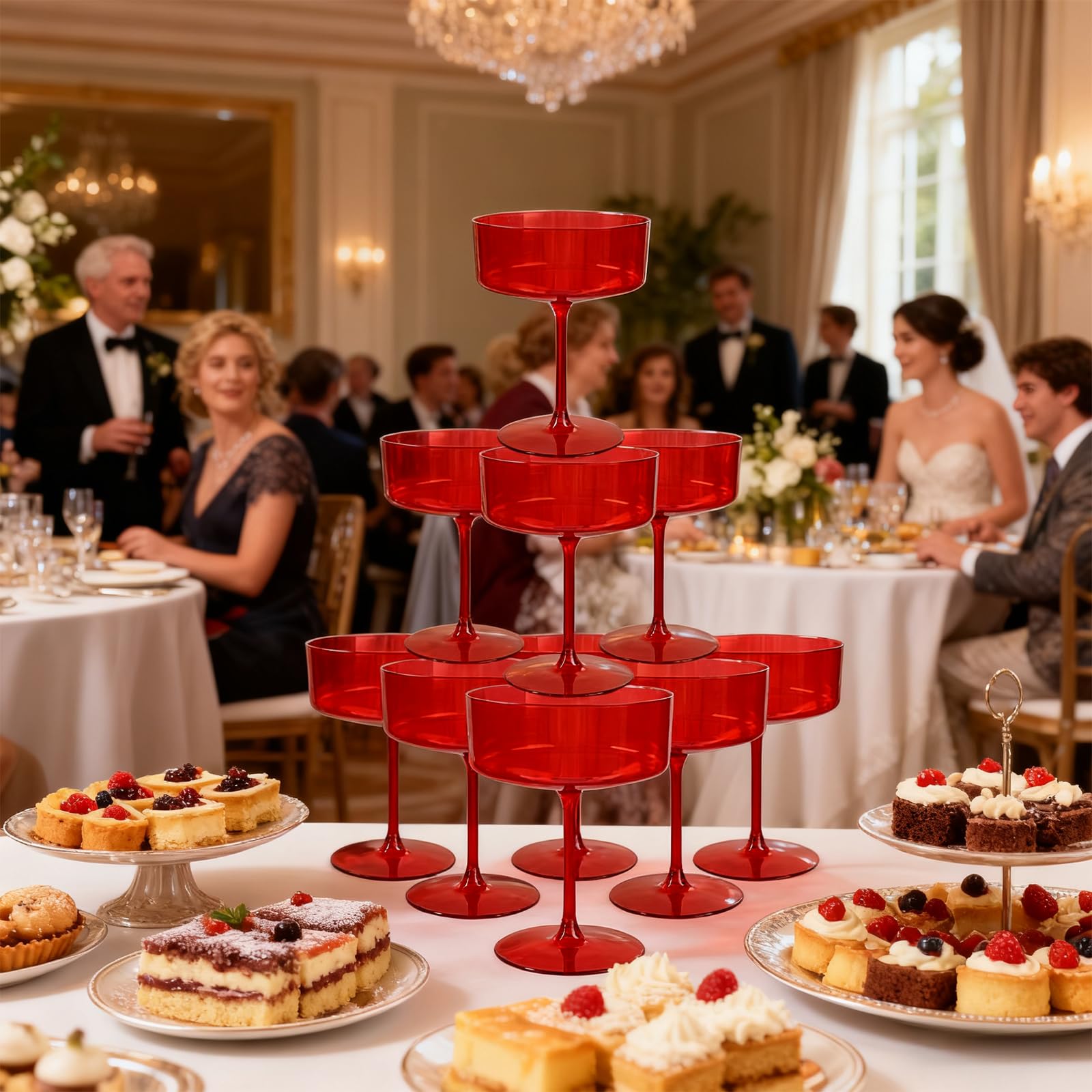 Ciaell party-ready red plastic cocktail glasses for celebrations