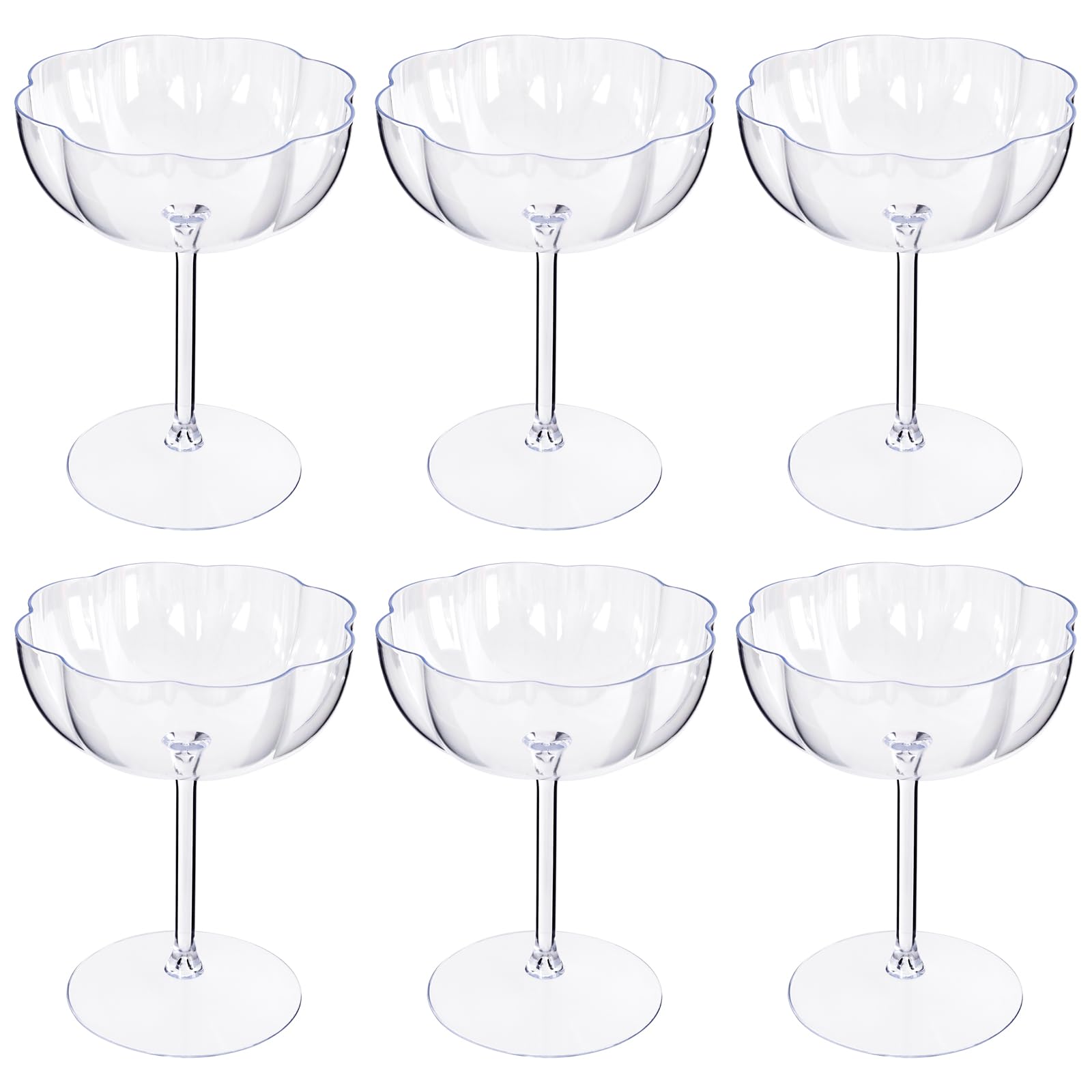 Ciaell petal-rim close-up on a 12oz plastic martini glass for elegant serving