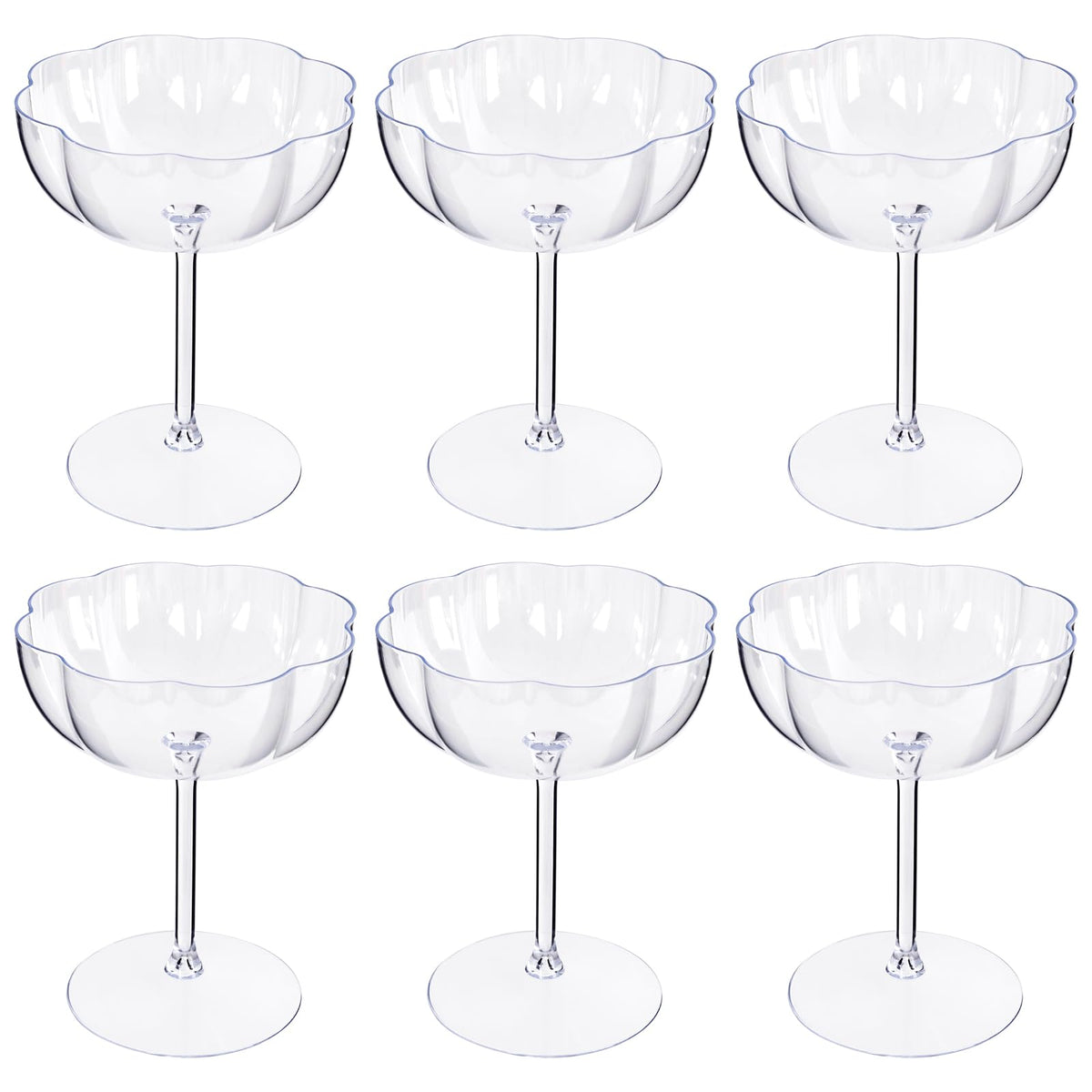 Ciaell petal-rim close-up on a 12oz plastic martini glass for elegant serving