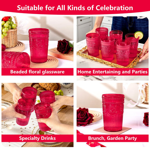 Ciaell plastic glasses with embossed design for home entertaining