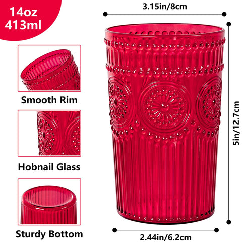 Ciaell red vintage embossed ribbed cups highlighting retro texture