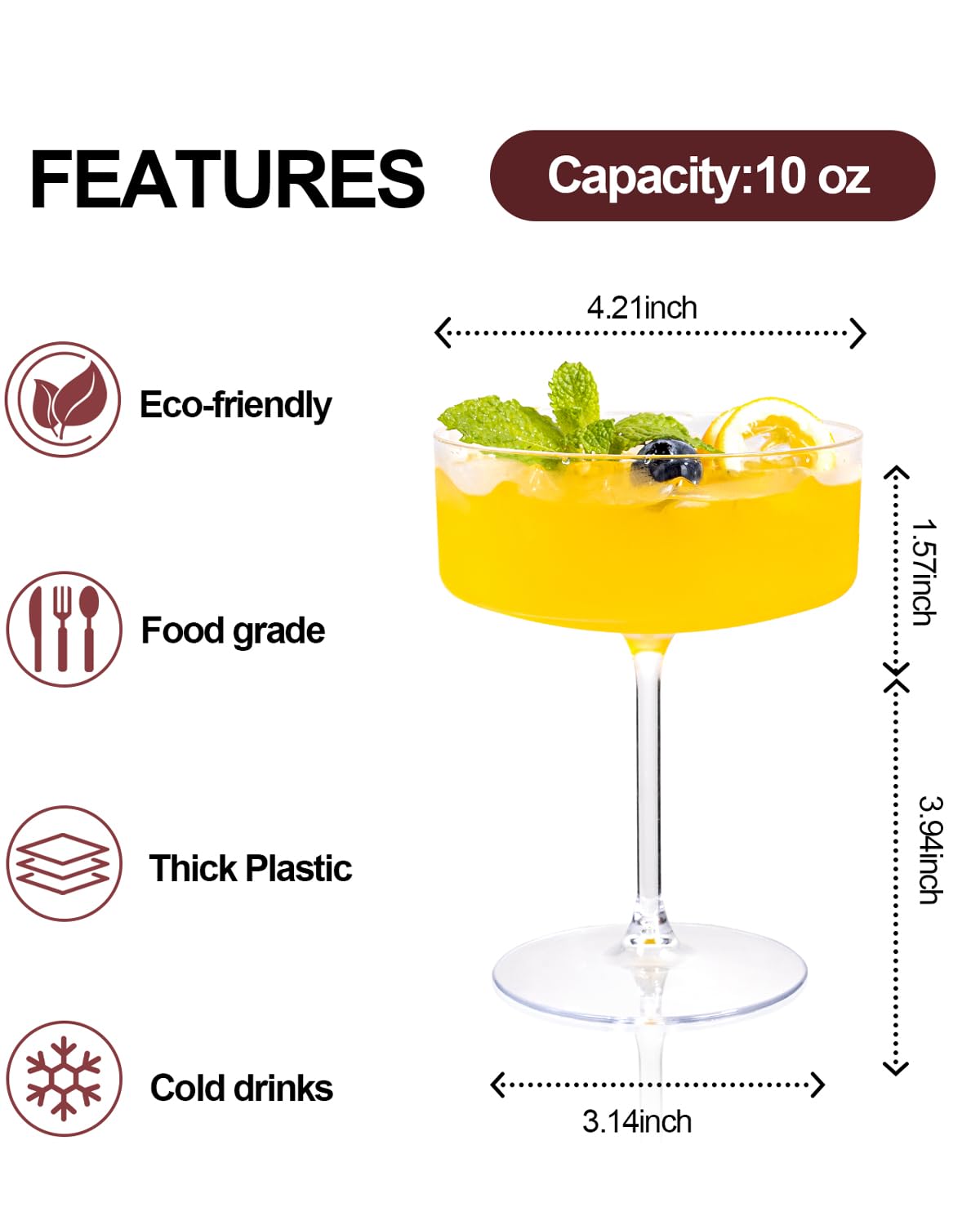 Ciaell elegant stemmed design enhances table settings and toasts.