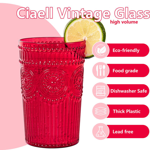 Ciaell textured striped plastic drinking glasses for beverages