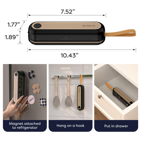 CIARRA vacuum seal action captures air quickly for freshness.