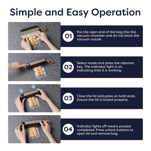 CIARRA USB charge cord powers the sealer for on-the-go use.