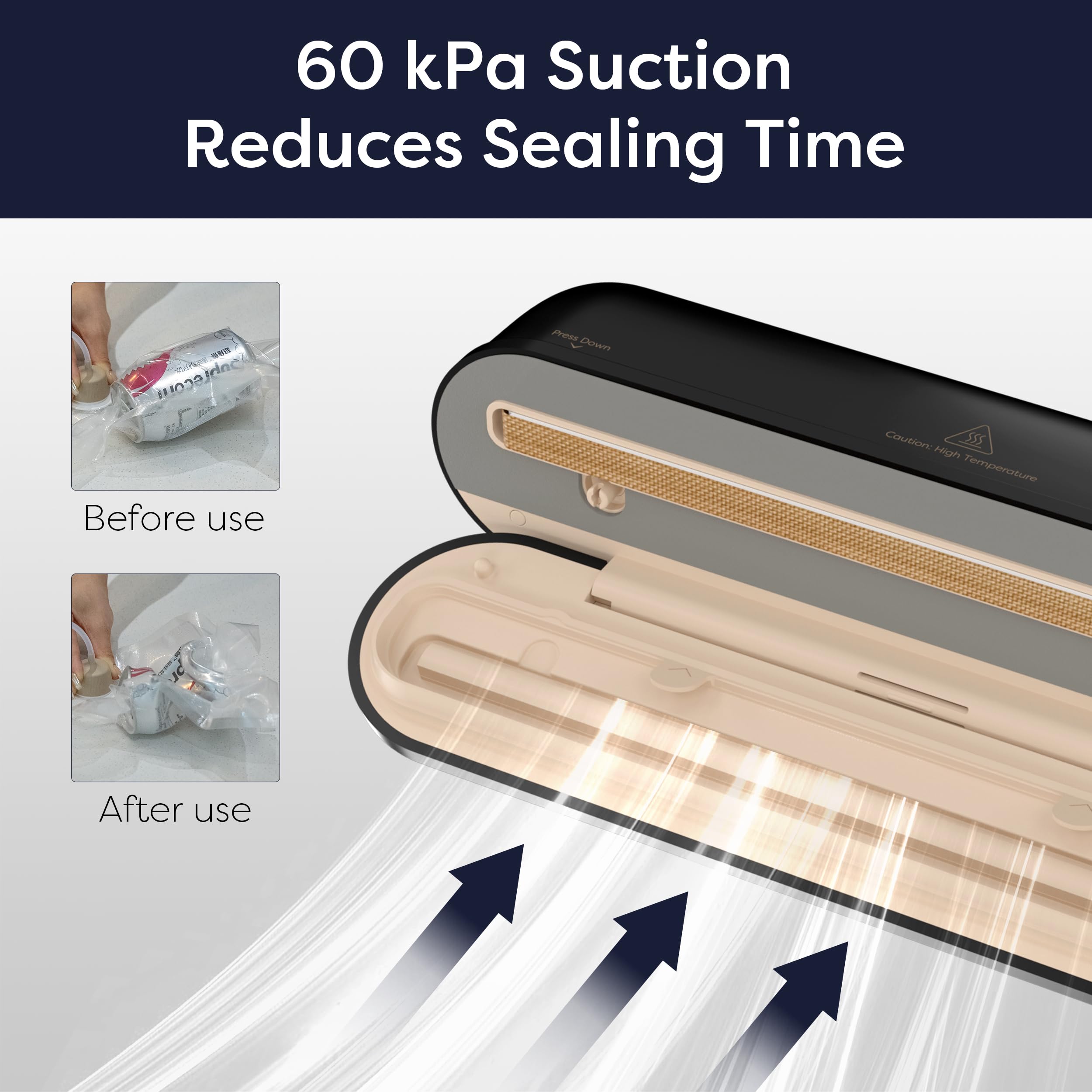 CIARRA vacuum-seal bags included protect foods for later use.