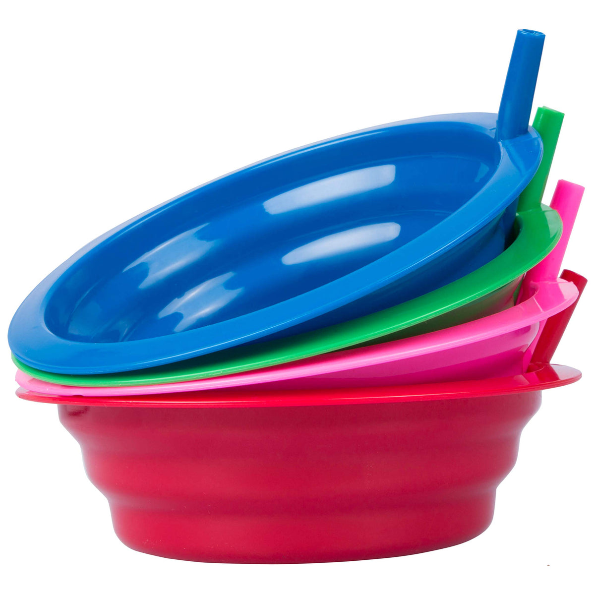 Cibi cereal bowls in four colors with built-in straw for kid-friendly breakfasts.