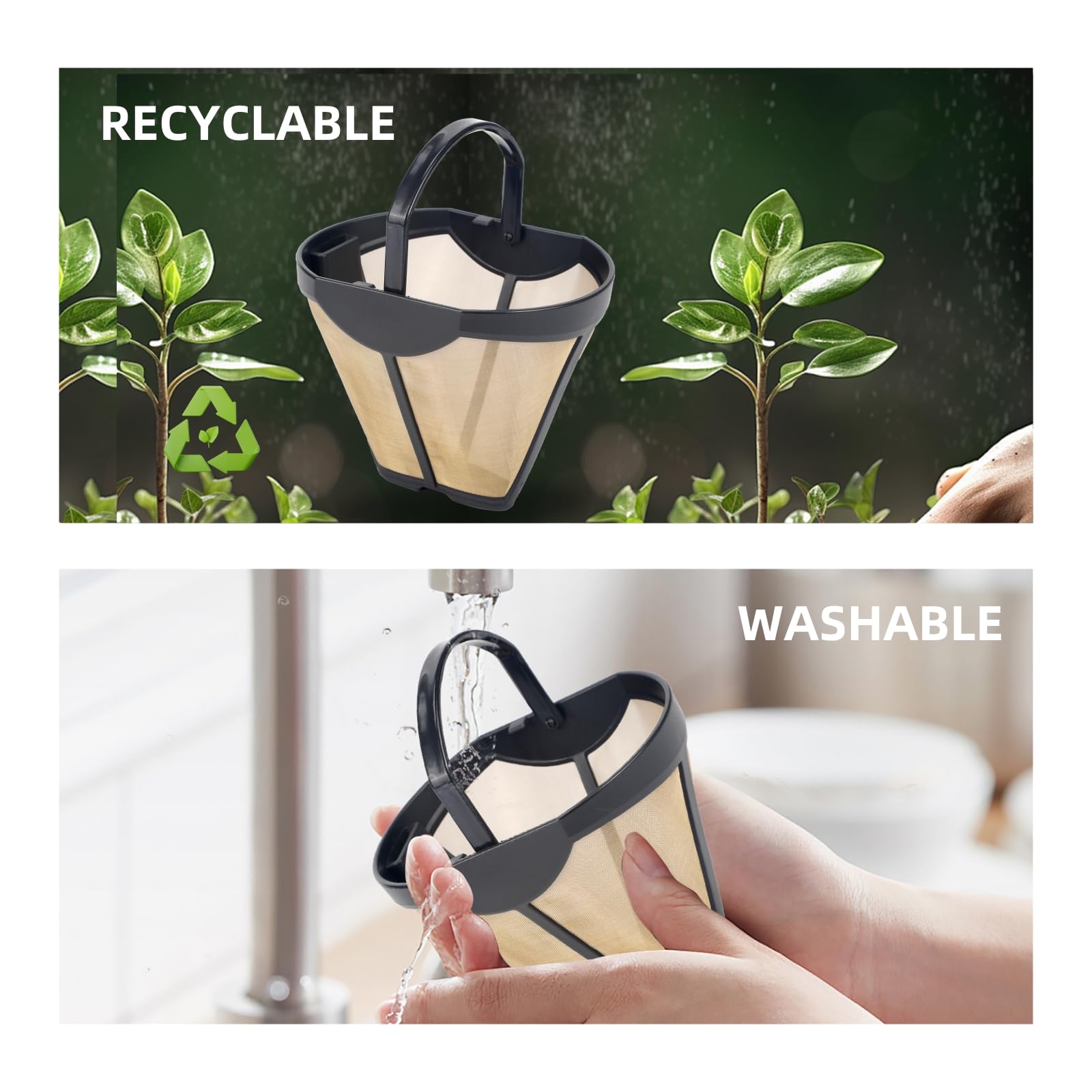 Cicano reusable gold-tone filter lowers disposable waste.