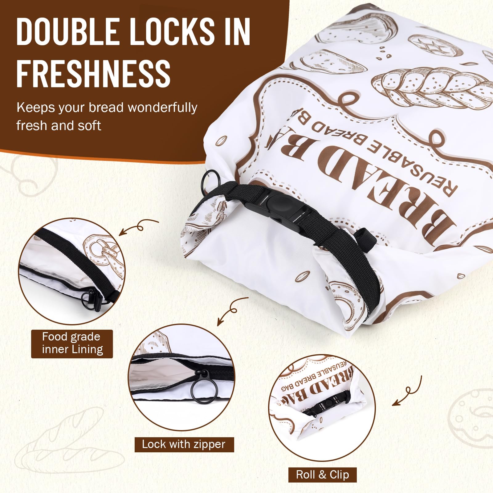 Large 17x12 inch bags fit loaves, rolls, and pastries
