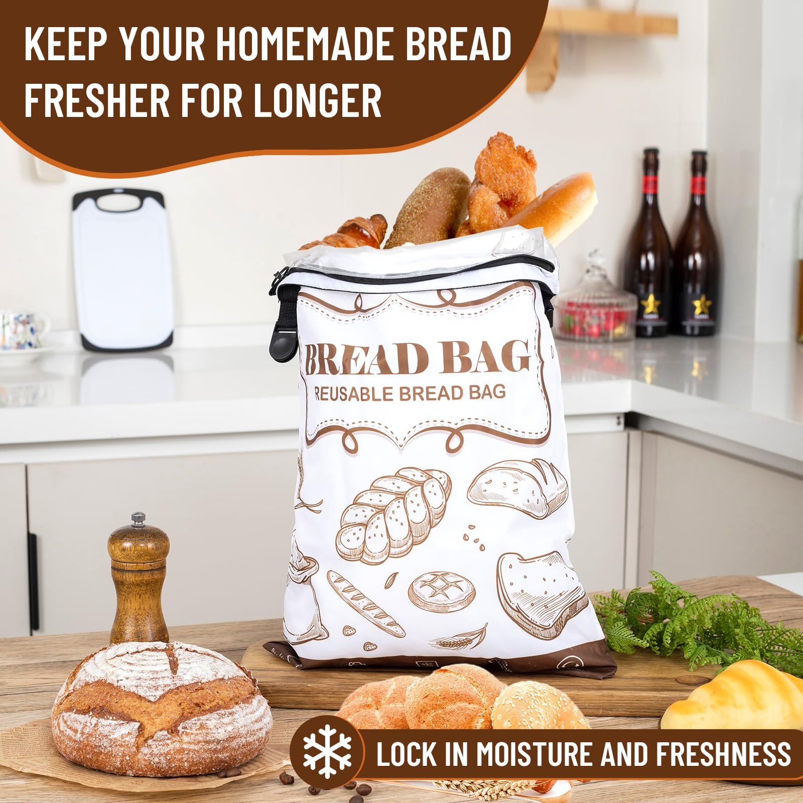 Ciciany bread bags with zipper highlight secure double-lock closure