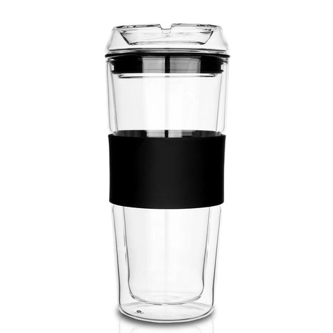 cicike double-wall glass mug with lid shows plastic-free interior and preserved flavor.