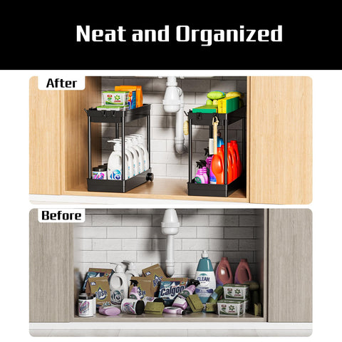 Cicilyna multi-purpose storage rack under sink versatile for bathroom, kitchen, or office.