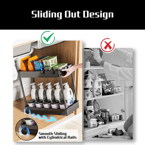 Cicilyna rust-resistant ABS metal-frame durable under-sink organizer that resists moisture.