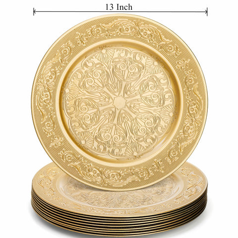Cididu vintage embossed gold charger pattern adds classic elegance to meals.
