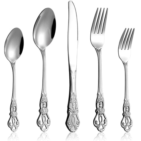 Cididu Retro Royal Silverware fork close-up with mirror finish for elegant dining