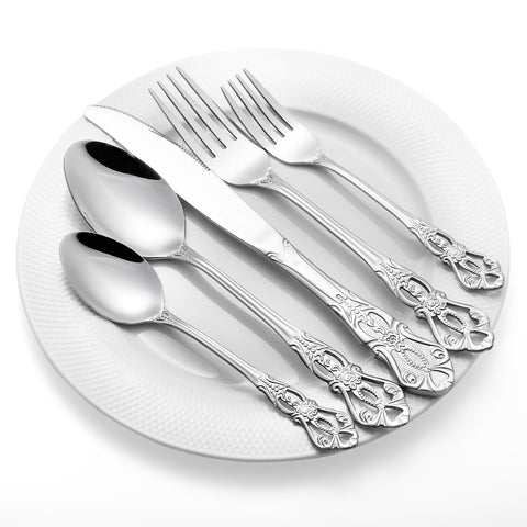 Cididu Retro Royal Silverware knife edge close-up highlights durable stainless steel