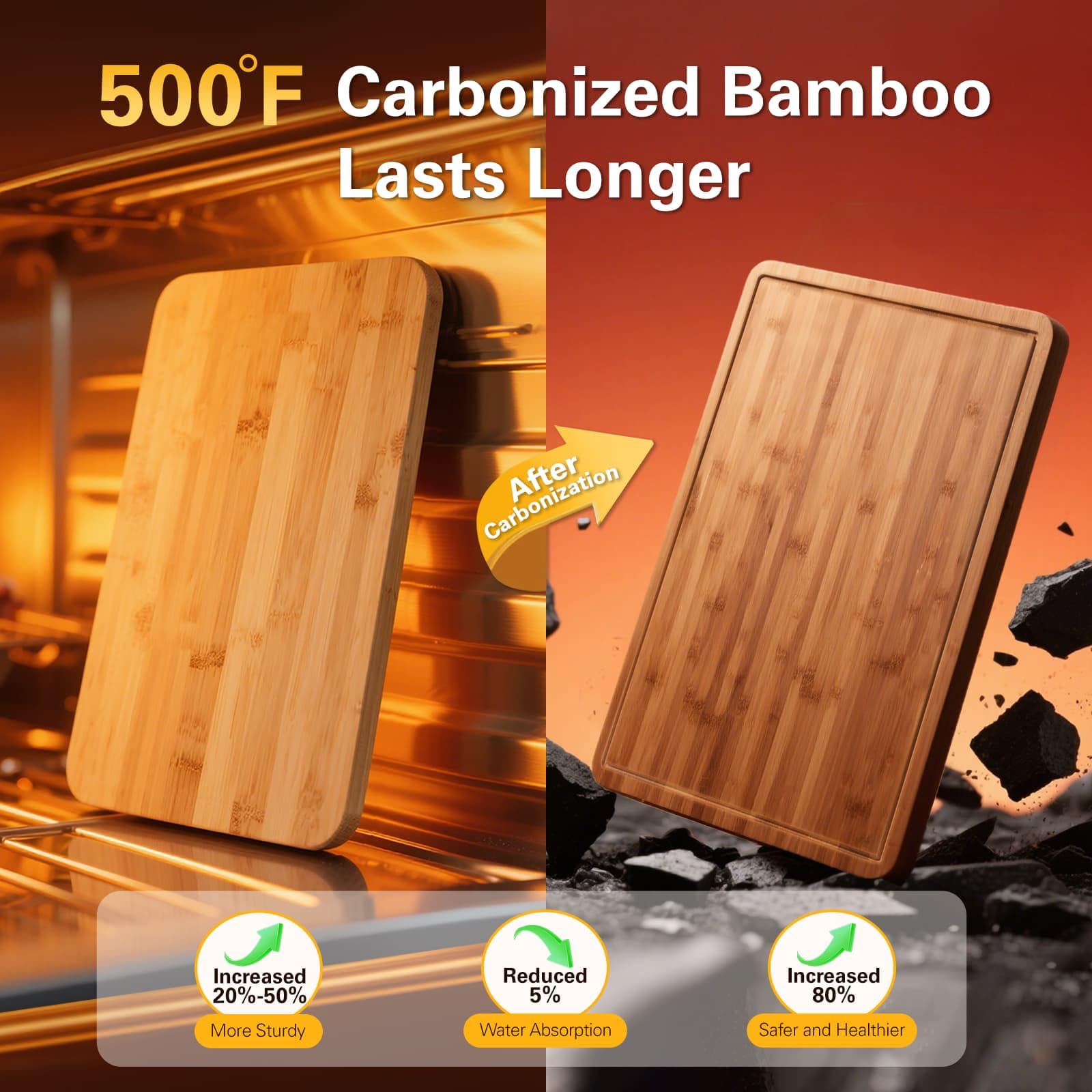 ciecie carbonized bamboo cutting board 16x11-5-serving-ready surface for cheeses and charcuterie