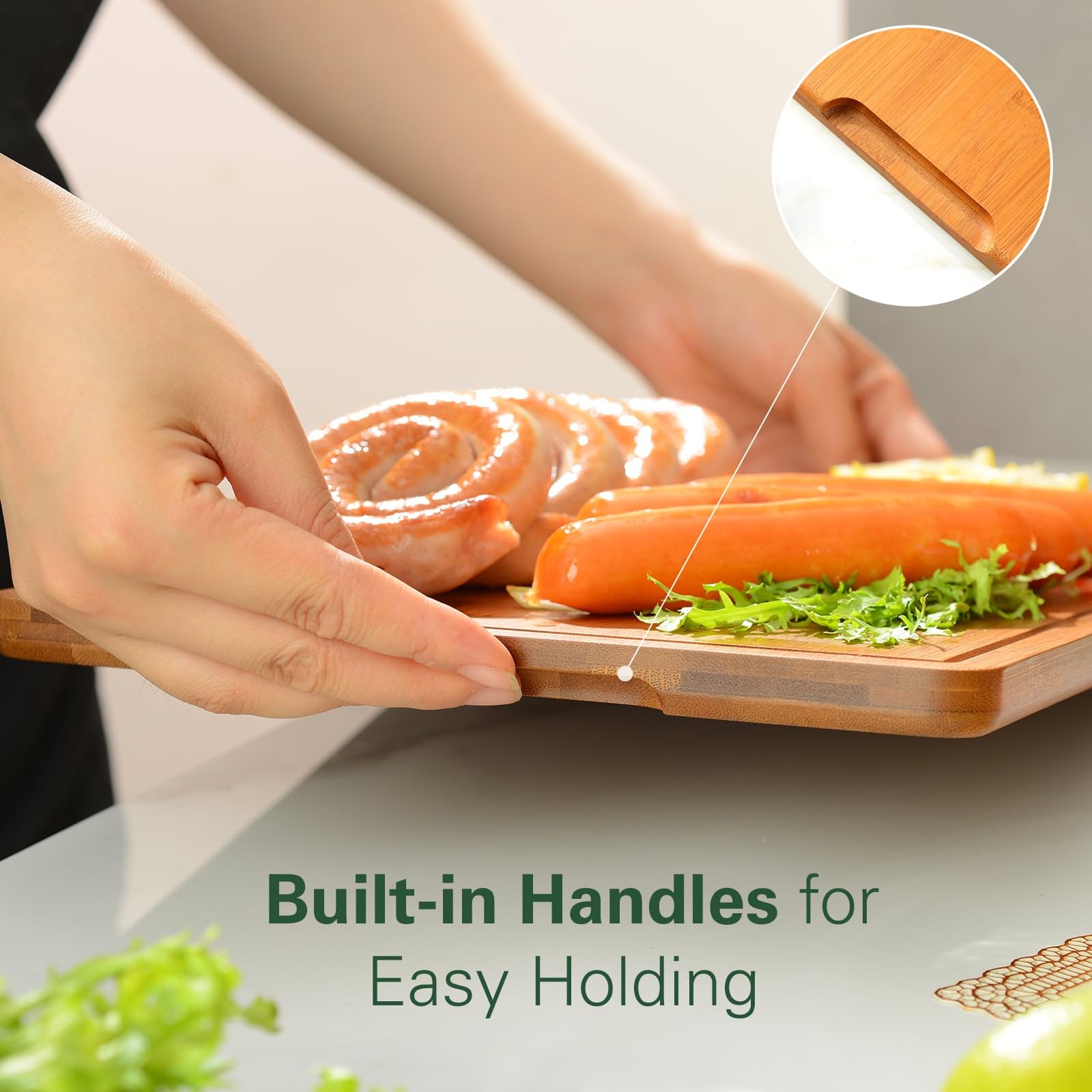 ciecie carbonized bamboo cutting board easy-clean surface resists odors