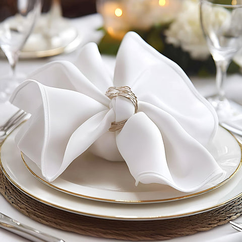 Cieltown white cloth napkins 12-pack flatlay for elegant events
